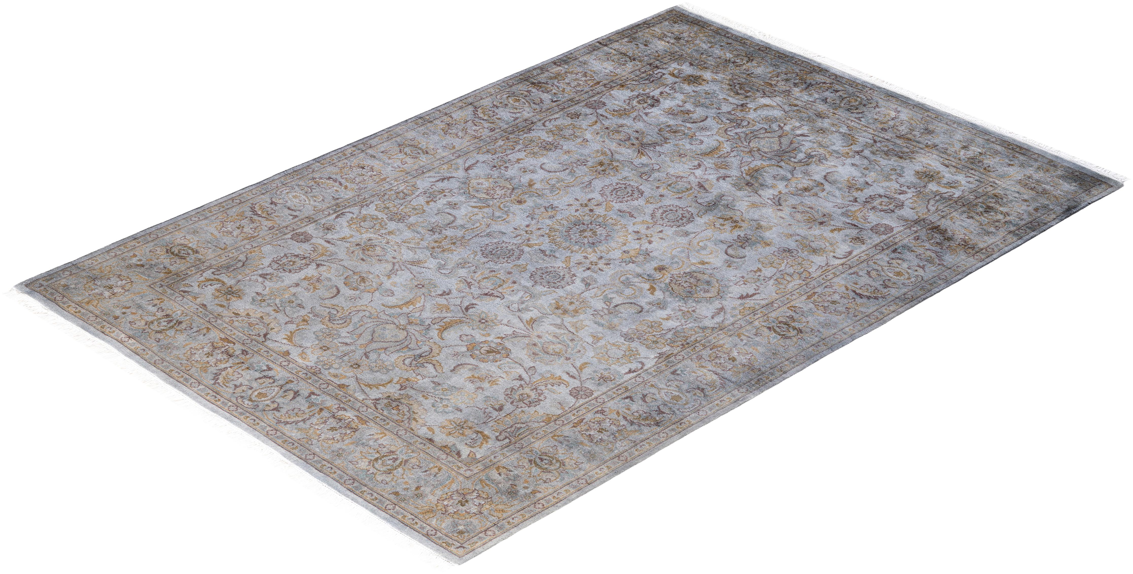 Alfombra de lana teñida a mano gris contemporánea 1,80 x 1,80 cm en venta 2