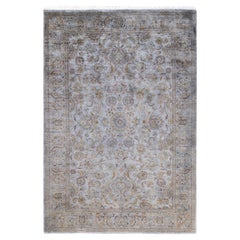 Contemporary Overdyed Hand Knotted Wool Gray Area Rug 4' 2" x 6' 2"