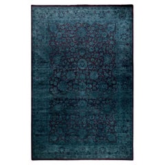 Contemporary Overdyed Hand Knotted Wool Gray Area Rug 4' 2" x 6' 4"