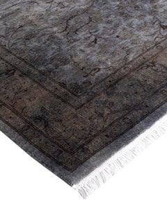 Contemporary Overdyed Hand Knotted Wool Gray Area Rug 4' 3" x 6' 0"