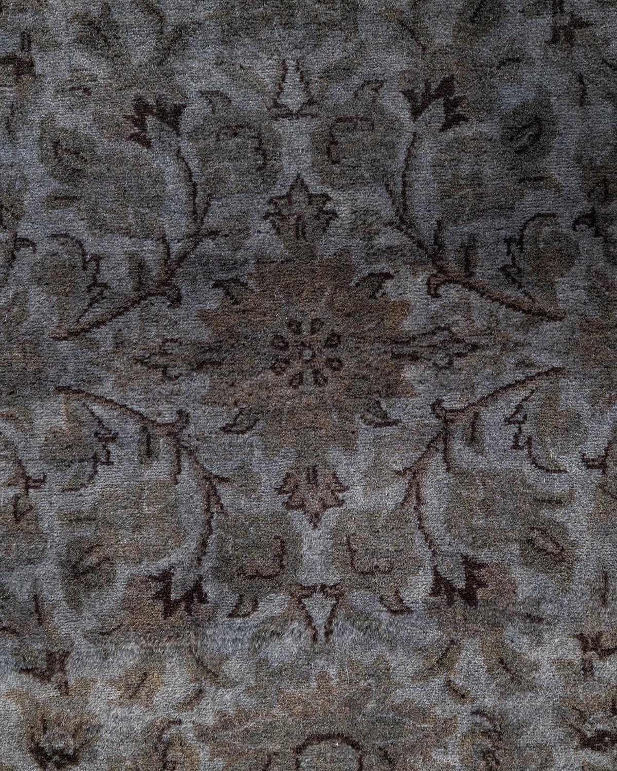 Zeitgenössische Overdyed handgeknüpfte Wolle grau Bereich Teppich 4' 3