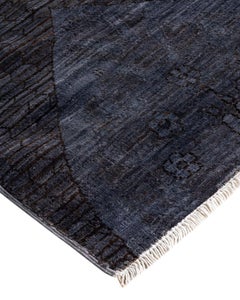 Contemporary Overdyed Hand Knotted Wool Gray Area Rug 5' 10" x 8' 9"