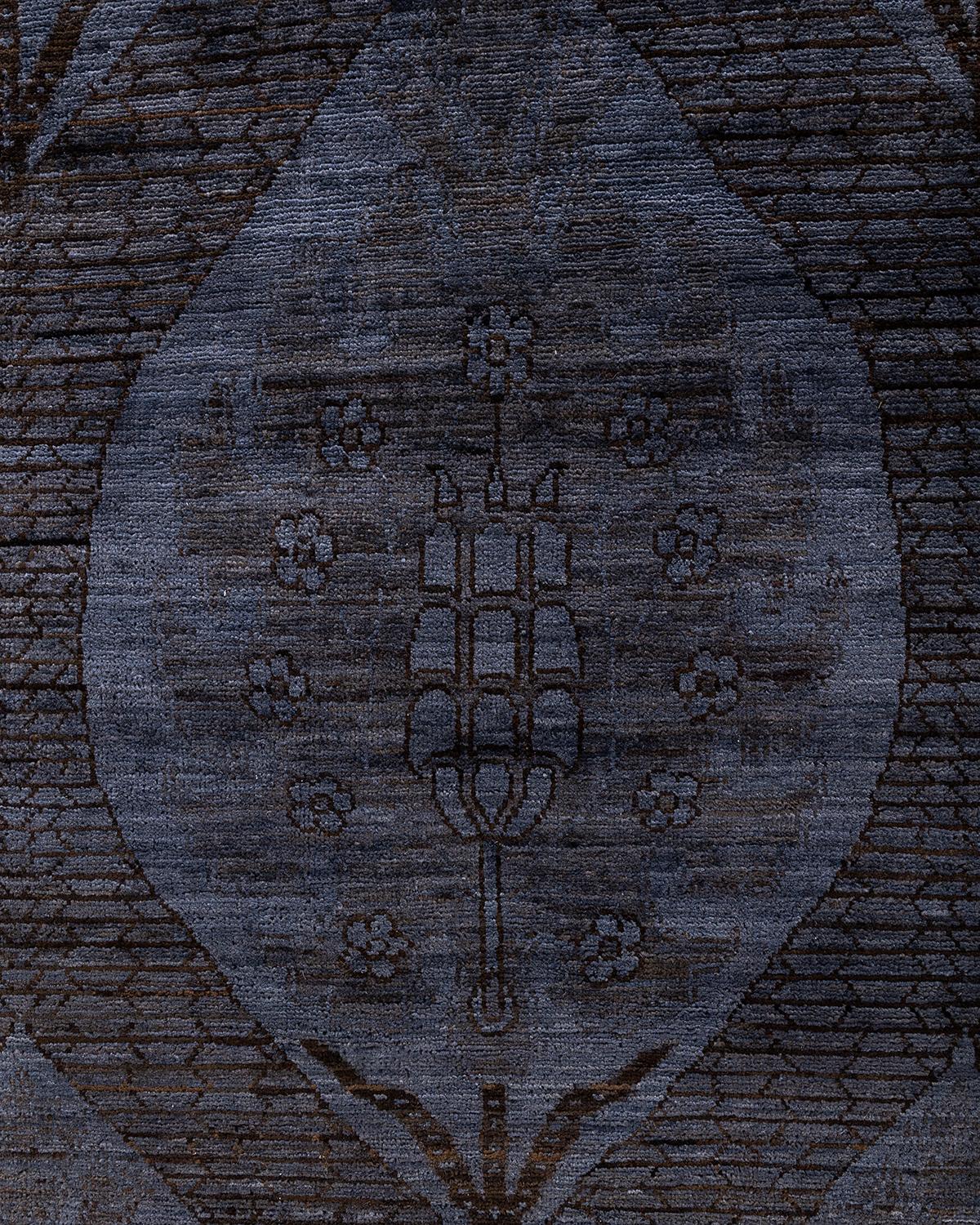 Pakistani Contemporary Overdyed Hand Knotted Wool Gray Area Rug 5' 10