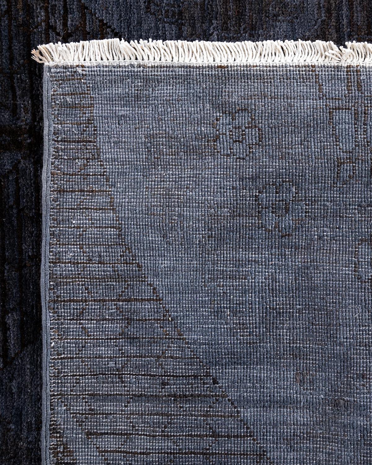 Contemporary Overdyed Hand Knotted Wool Gray Area Rug 5' 10