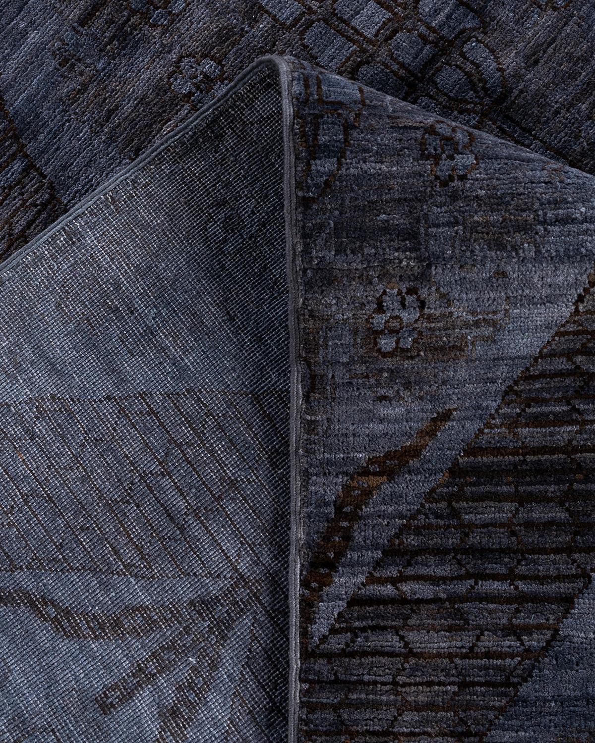 Contemporary Overdyed Hand Knotted Wool Gray Area Rug 5' 10
