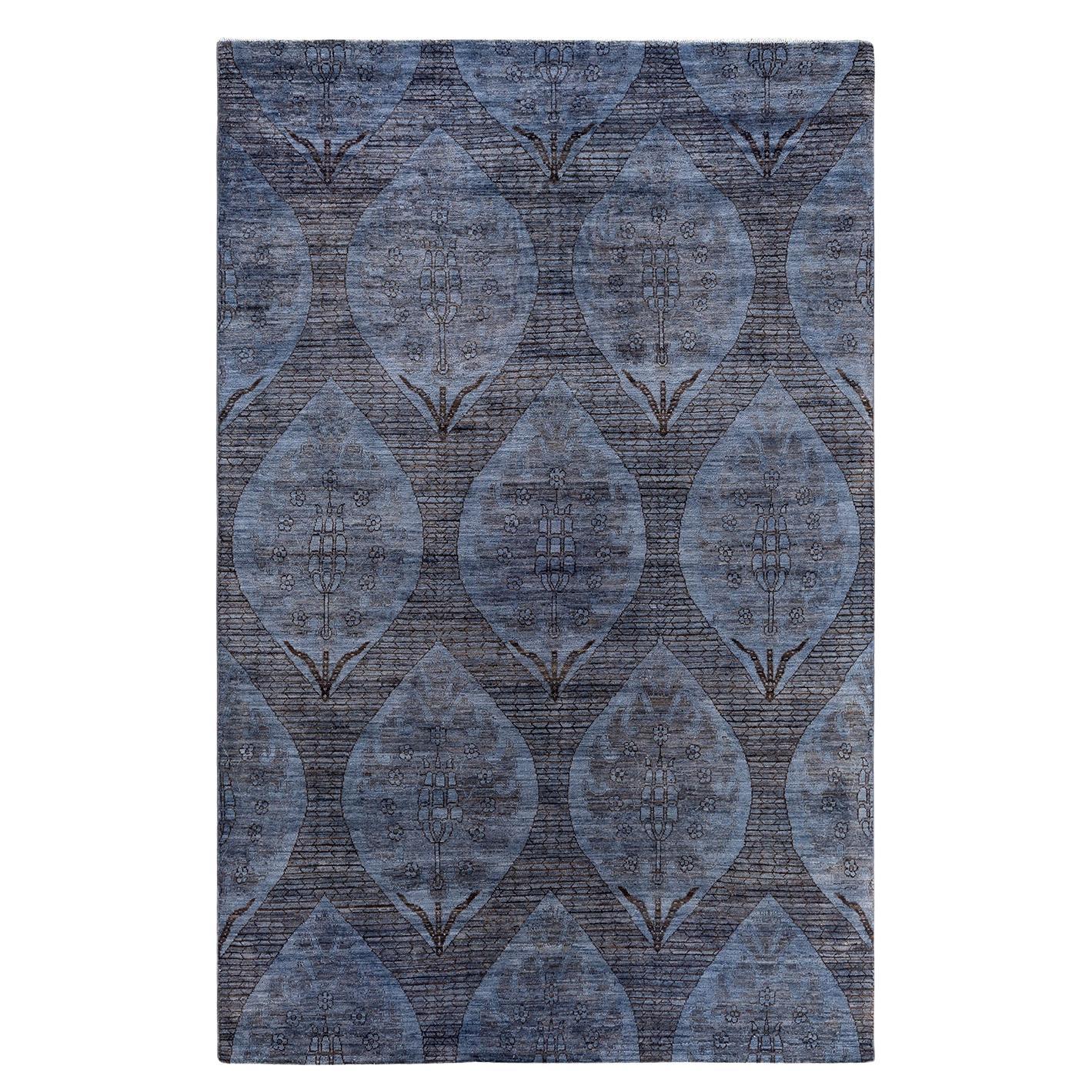 Contemporary Overdyed Hand Knots Rugs (Tappeto di lana grigio) 5' 10" x 8' 9"