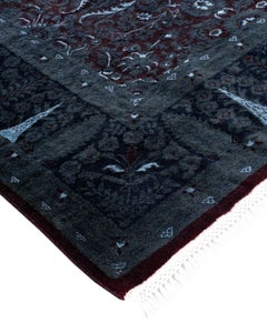 Contemporary Overdyed Hand Knotted Wool Gray Area Rug 5' 10" x 9' 0"