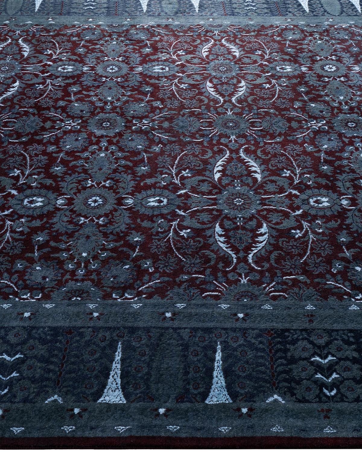 Zeitgenössische Overdyed handgeknüpfte Wolle grau Bereich Teppich 5' 10