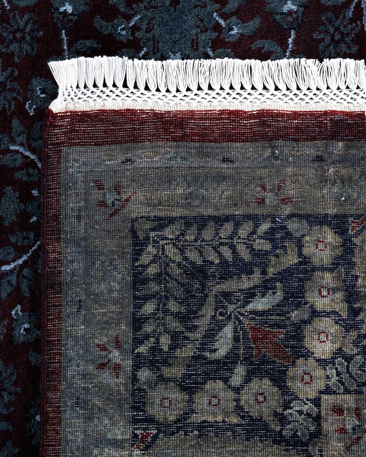 Zeitgenössische Overdyed handgeknüpfte Wolle grau Bereich Teppich 5' 10