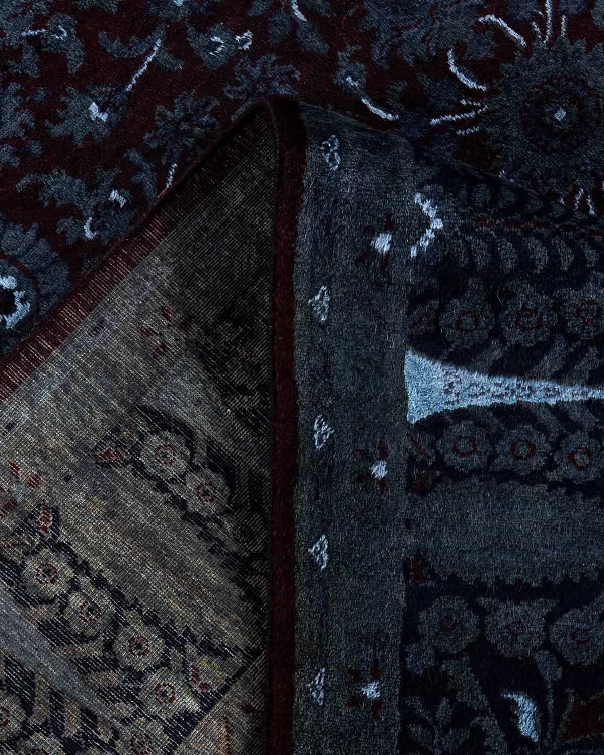 Zeitgenössische Overdyed handgeknüpfte Wolle grau Bereich Teppich 5' 10