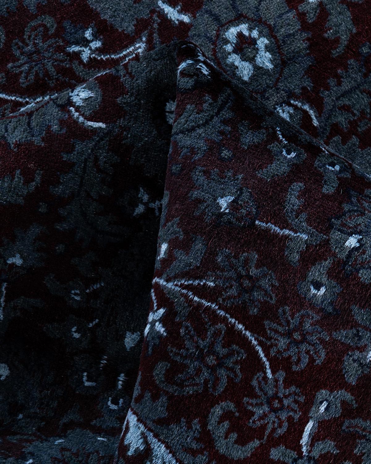 Zeitgenössische Overdyed handgeknüpfte Wolle grau Bereich Teppich 5' 10