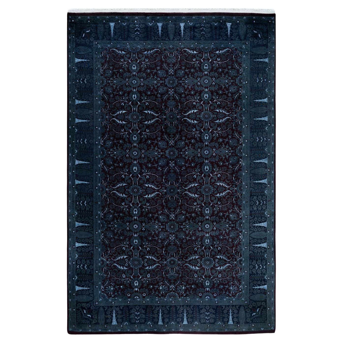 Contemporary Overdyed Hand Knots Rugs (Tappeto di Lana Grigio) 5' 10" x 9' 0"