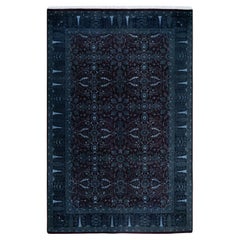Alfombra de lana teñida a mano gris contemporánea 5' 10" x 9' 0