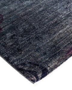 Contemporary Overdyed Hand Knotted Wool Gray Area Rug 5' 10" x 9' 1"