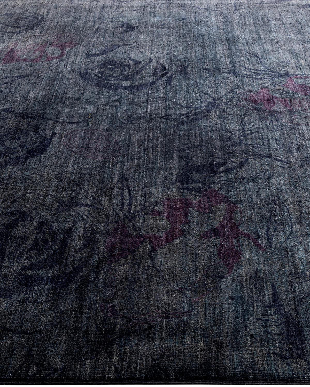 Zeitgenössische Overdyed handgeknüpfte Wolle grau Bereich Teppich 5' 10