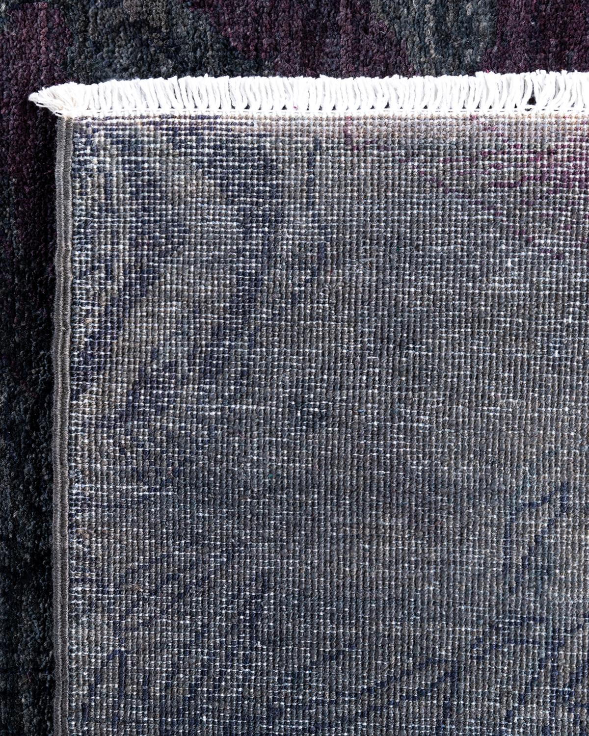 Zeitgenössische Overdyed handgeknüpfte Wolle grau Bereich Teppich 5' 10
