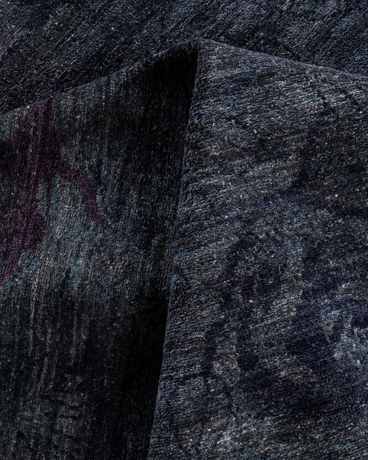 Zeitgenössische Overdyed handgeknüpfte Wolle grau Bereich Teppich 5' 10