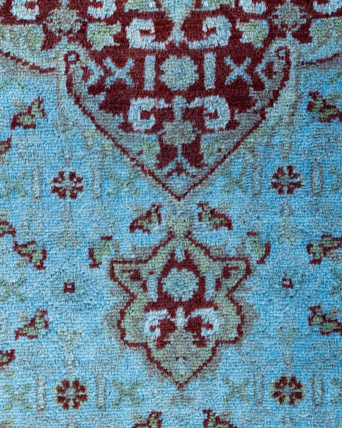 Pakistanais Contemporary Overdyed Hand Knotted Wool Gray Area Rug 6' 1