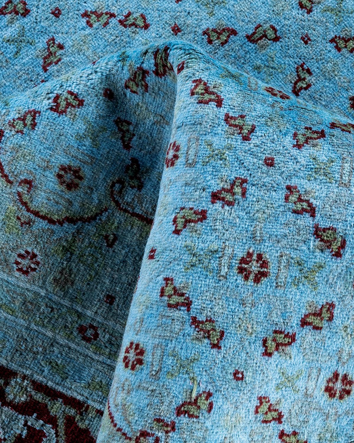 Contemporary Overdyed Hand Knotted Wool Gray Area Rug 6' 1
