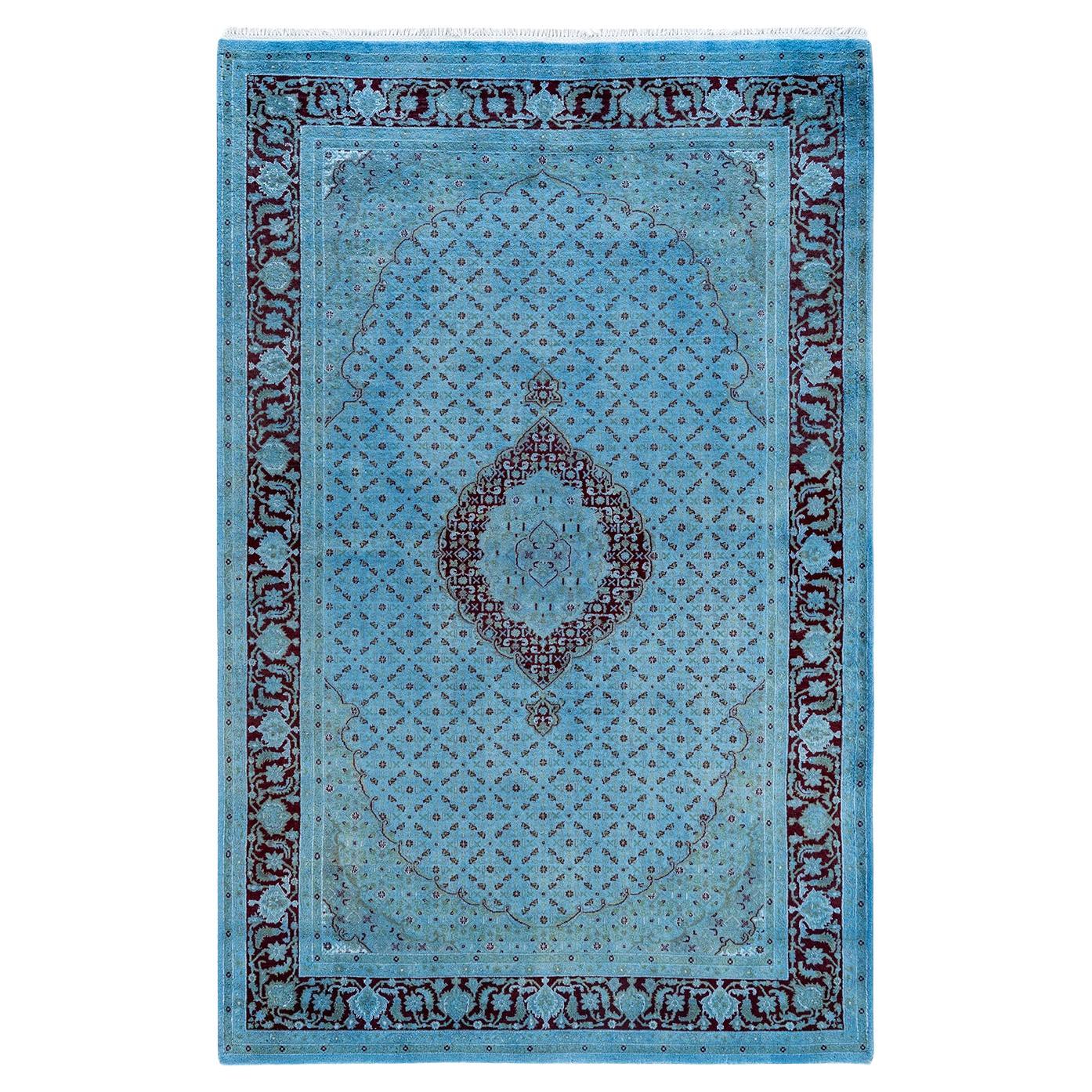 Alfombra de lana teñida a mano gris contemporánea 6' 1" x 9' 5" (6' 1" x 9' 5")