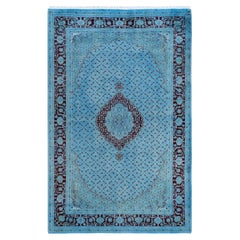 Contemporary Overdyed Hand Knotted Wool Gray Area Rug 6' 1" x 9' 5"