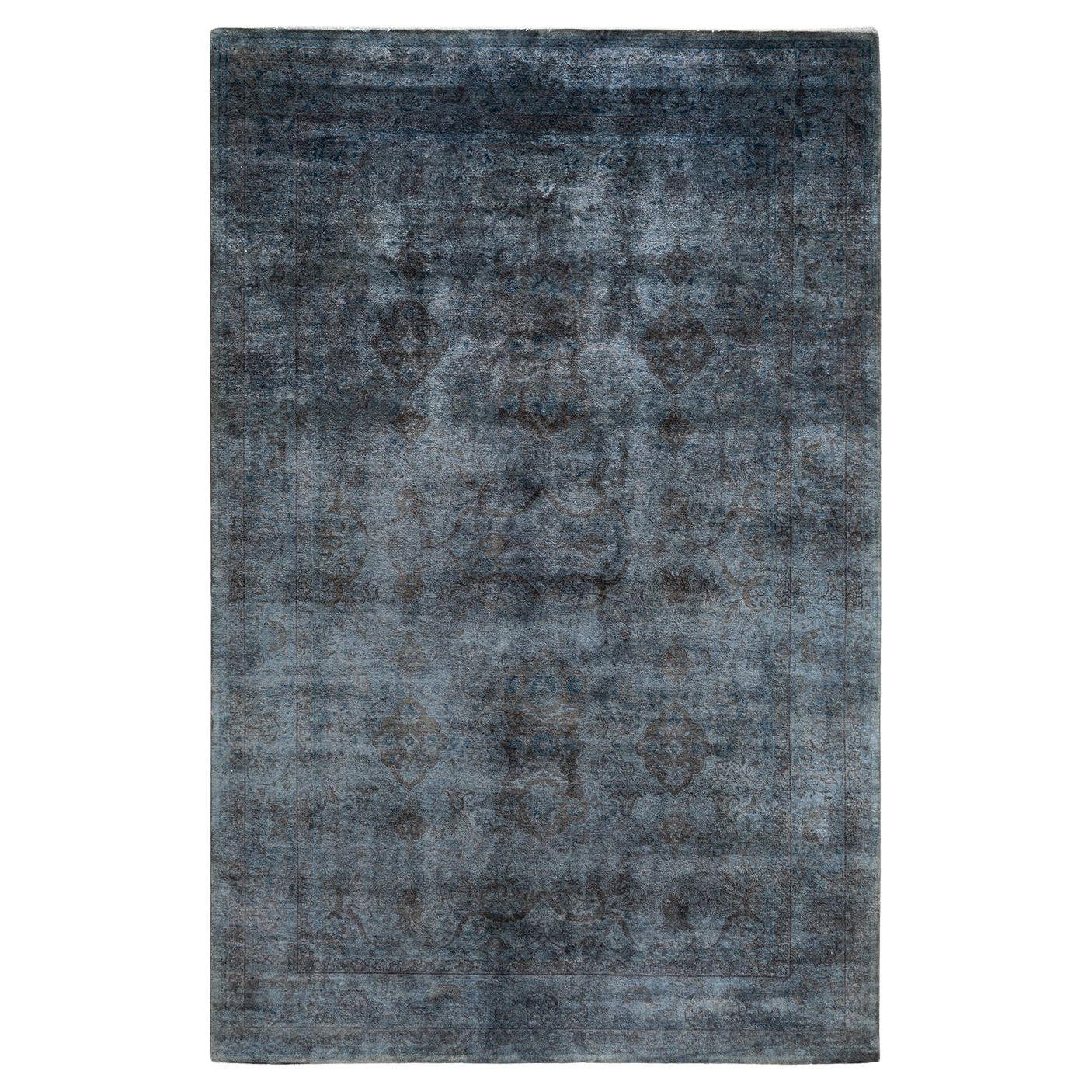 Contemporary Overdyed Hand Knotted Wool Gray Area Rug 6' 2" x 9' 5"