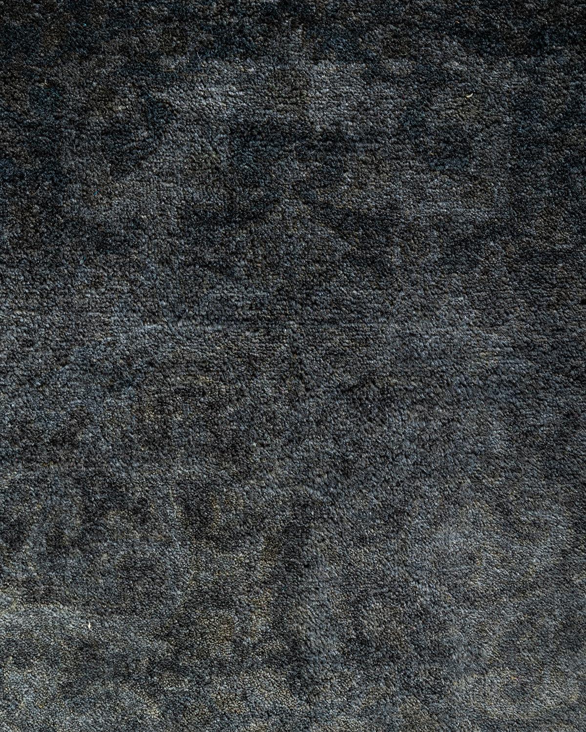 Pakistano Contemporary Overdyed Hand Knots Rugs (Tappeto di lana grigio) 6' 3