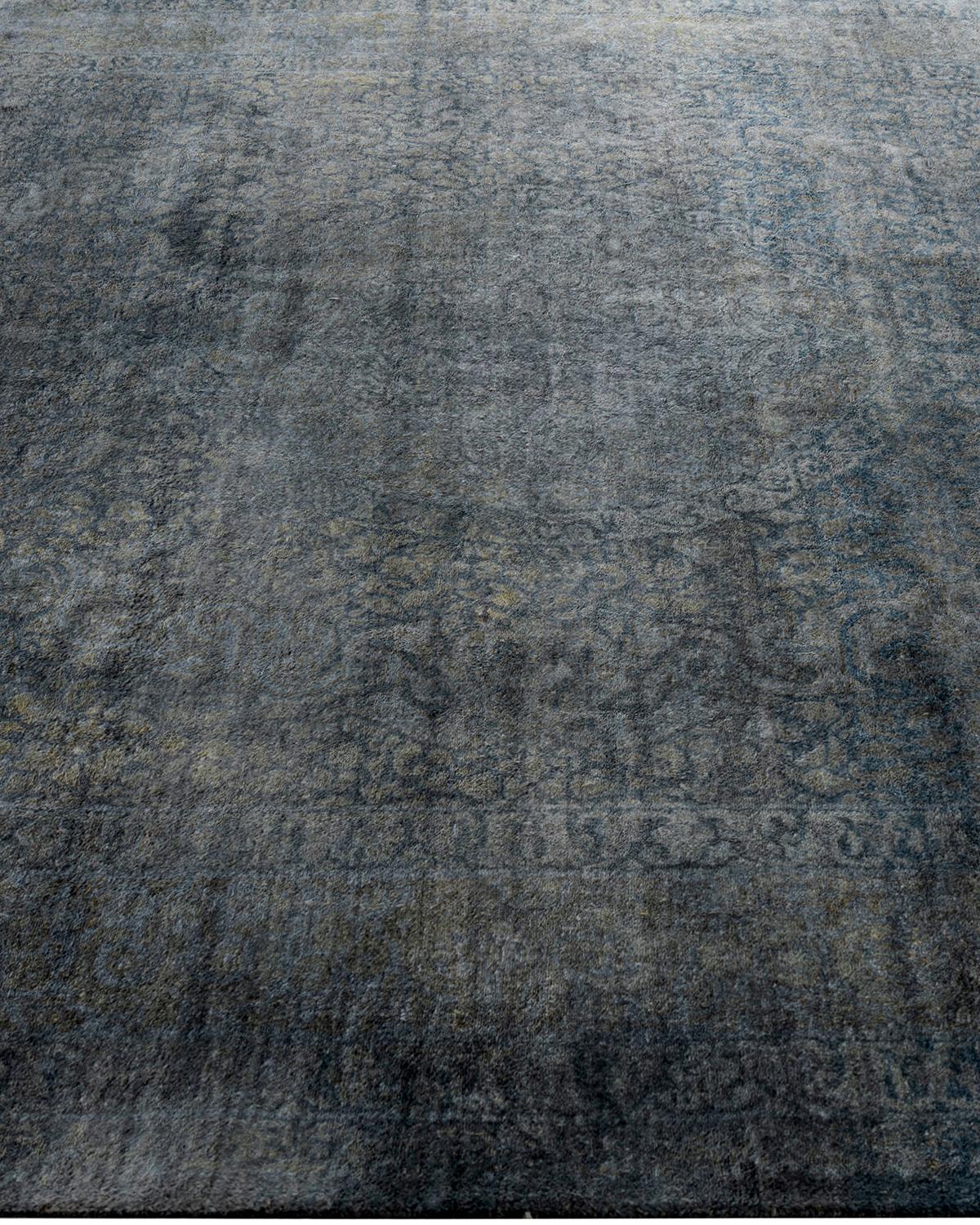 Contemporary Overdyed Hand Knots Rugs (Tappeto di lana grigio) 6' 3