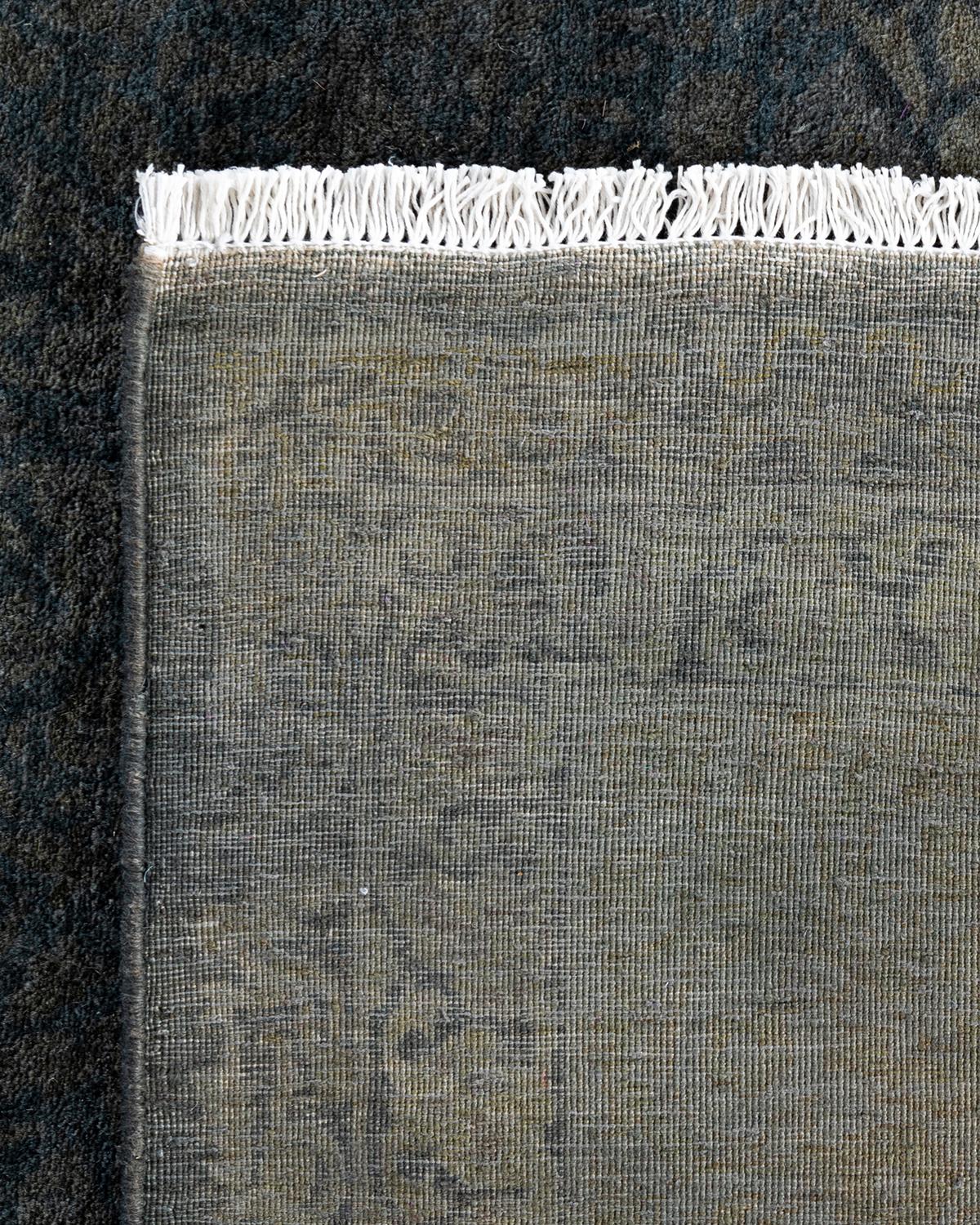 XXI secolo e contemporaneo Contemporary Overdyed Hand Knots Rugs (Tappeto di lana grigio) 6' 3