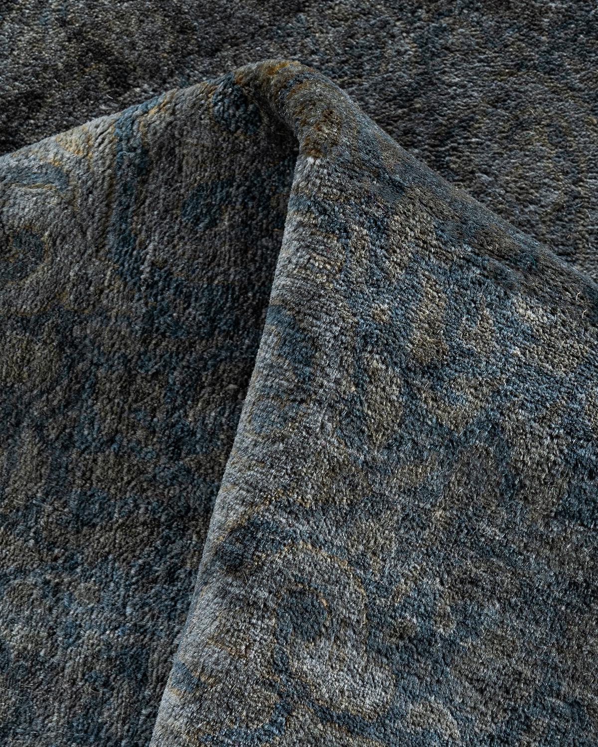 Contemporary Overdyed Hand Knots Rugs (Tappeto di lana grigio) 6' 3