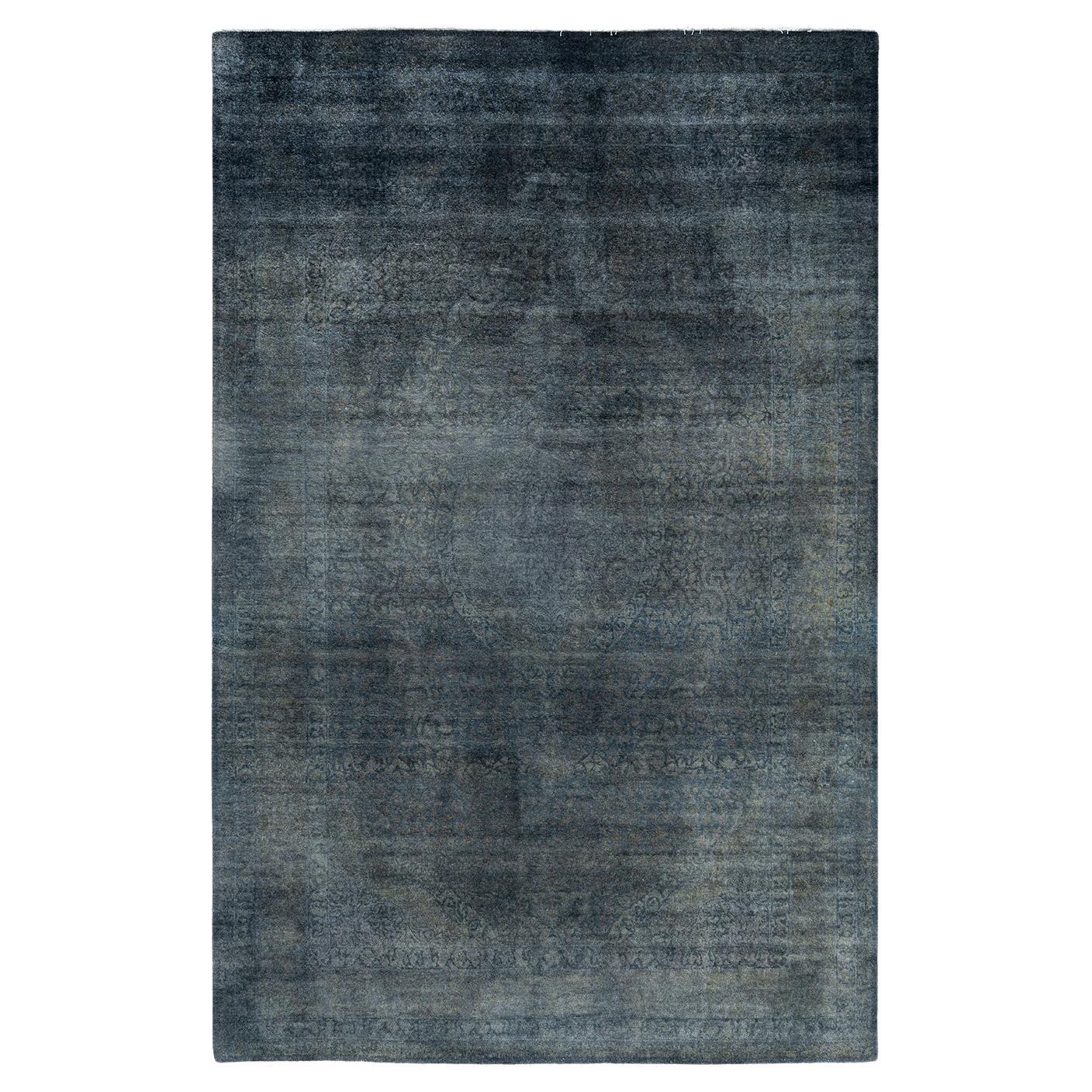 Contemporary Overdyed Hand Knotted Wool Gray Area Rug 6' 3" x 9' 5"