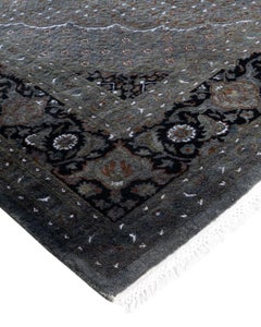 Contemporary Overdyed Hand Knotted Wool Gray Area Rug 6' 8" x 9' 9"