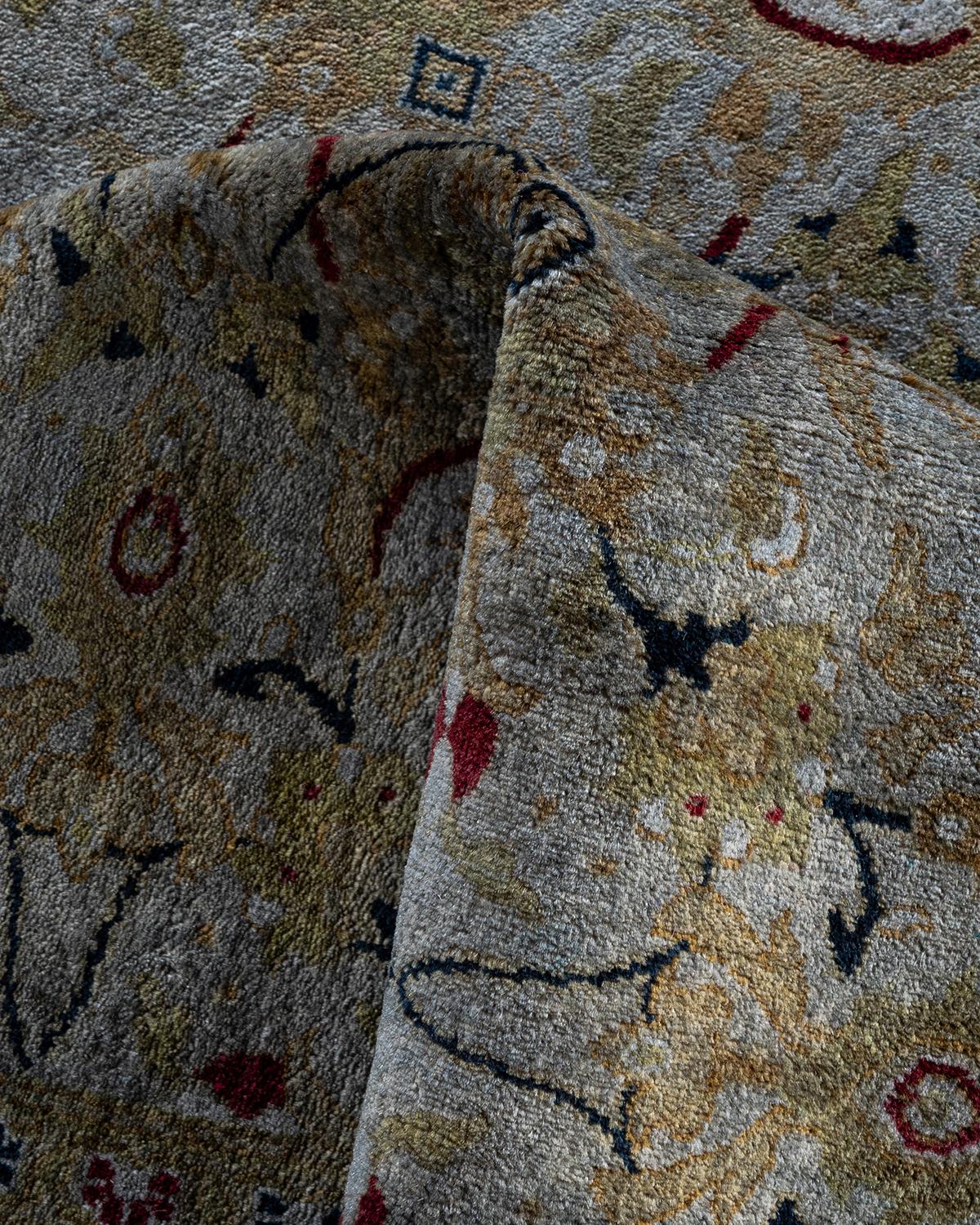 Contemporary Overdyed Hand Knotted Wool Gray Area Rug 8' 3