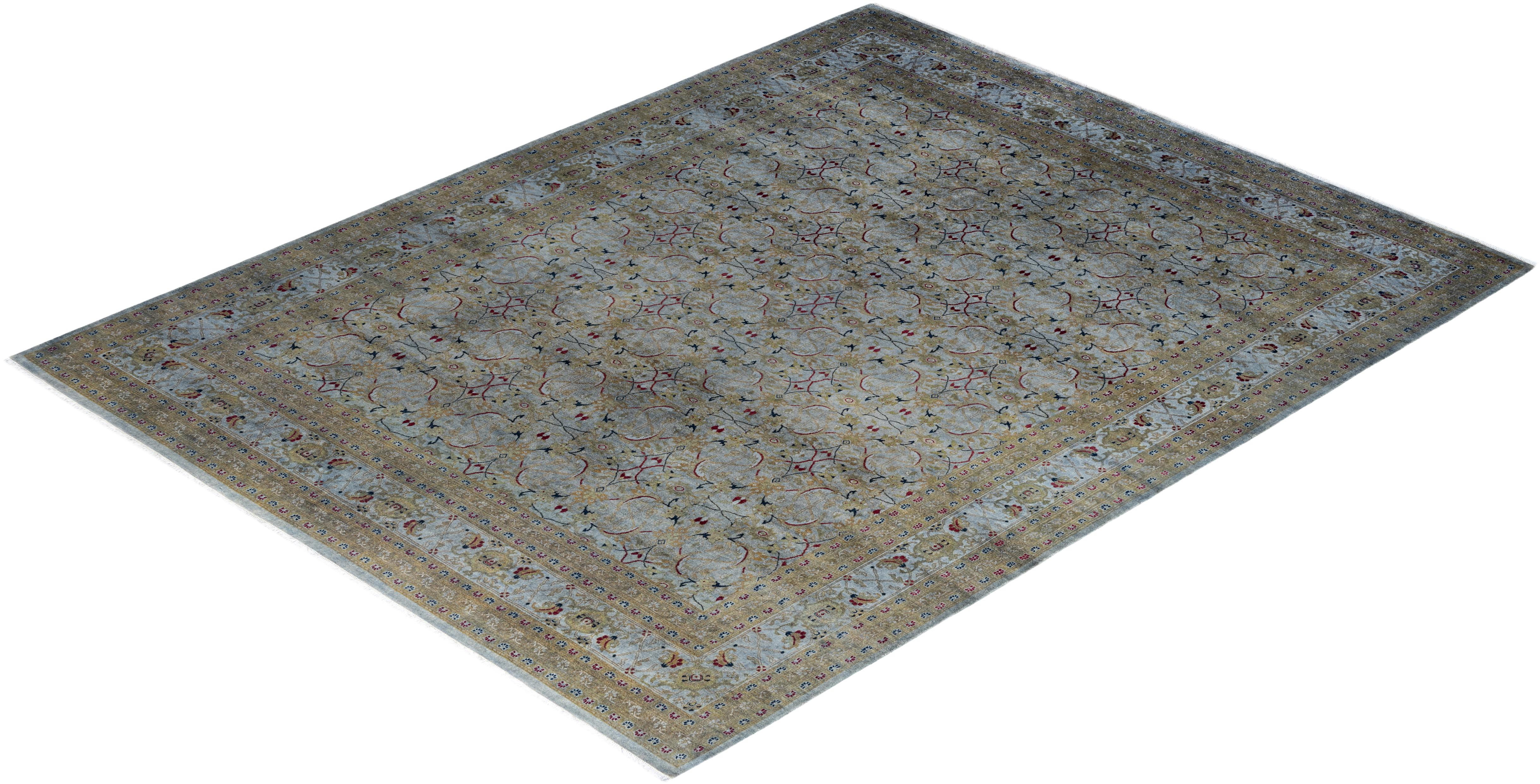 Contemporary Overdyed Hand Knotted Wool Gray Area Rug 8' 3