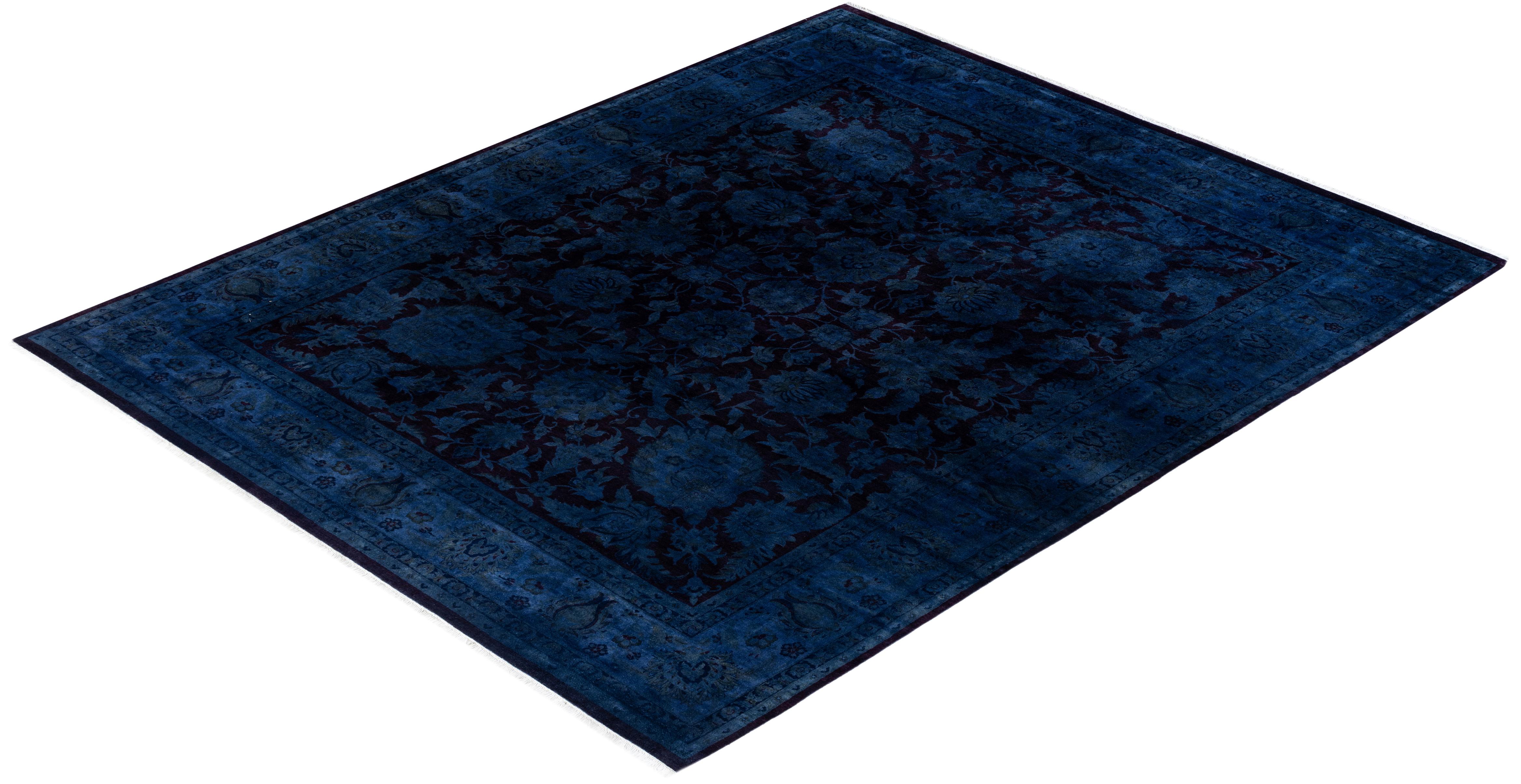 Contemporary Overdyed Hand Knots Rugs (Tappeto di lana grigio) 8' 3