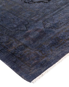 Contemporary Overdyed Hand Knotted Wool Gray Area Rug 8' 3" x 10' 3"