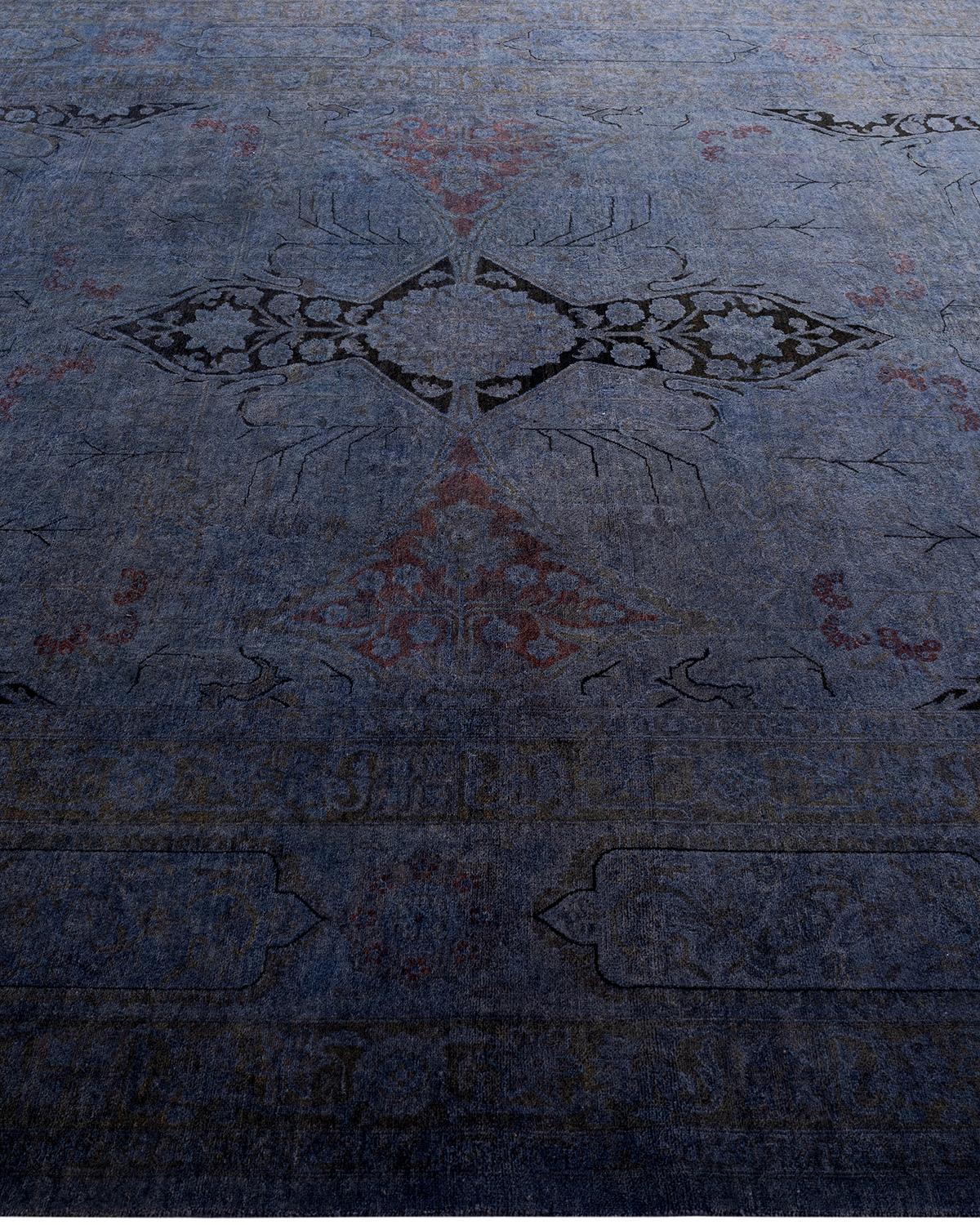 Contemporary Overdyed Hand Knotted Wool Gray Area Rug 8' 3