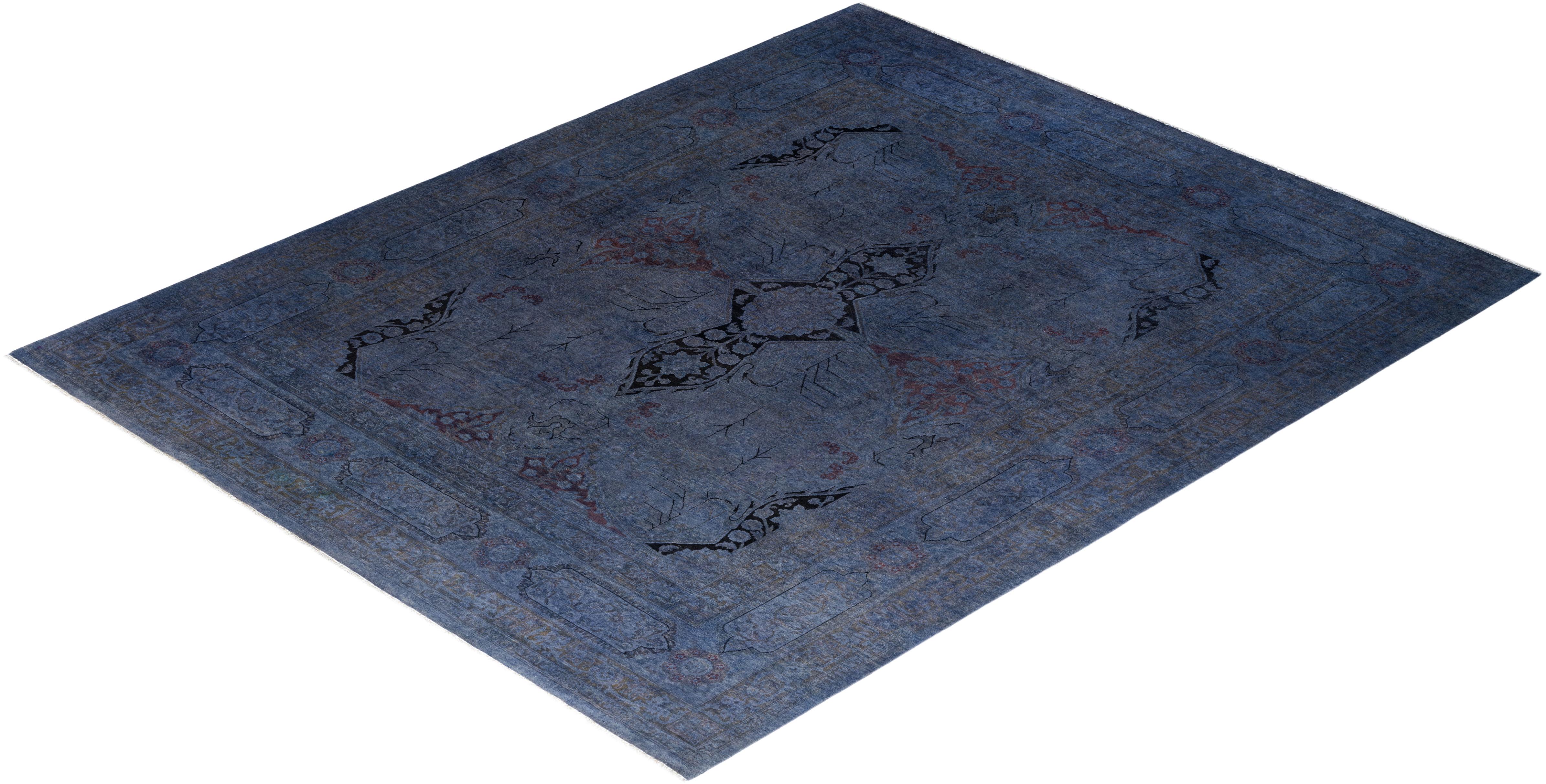 Contemporary Overdyed Hand Knotted Wool Gray Area Rug 8' 3