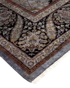 Contemporary Overdyed Hand Knotted Wool Gray Area Rug