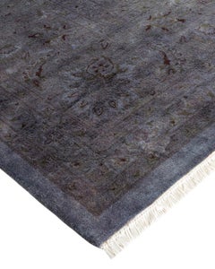 Contemporary Overdyed Hand Knotted Wool Gray Area Rug