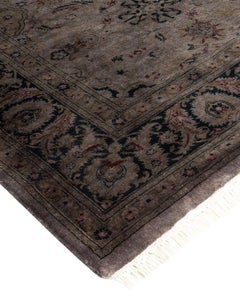 Contemporary Overdyed Hand Knotted Wool Gray Area Rug