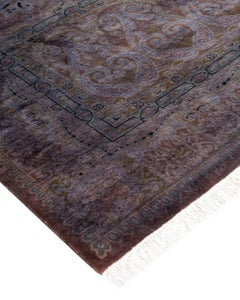 Contemporary Overdyed Hand Knotted Wool Gray Area Rug