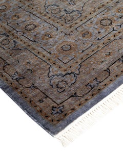 Alfombra de lana teñida a mano gris contemporánea