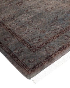 Contemporary Overdyed Hand Knotted Wool Gray Area Rug