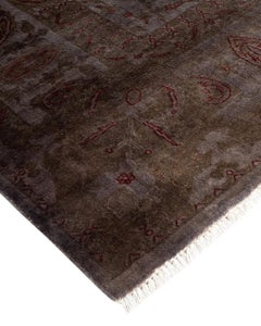 Contemporary Overdyed Hand Knotted Wool Gray Area Rug