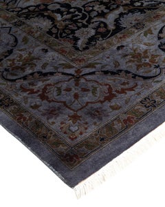 Contemporary Overdyed Hand Knotted Wool Gray Area Rug