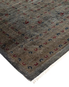 Contemporary Overdyed Hand Knotted Wool Gray Area Rug