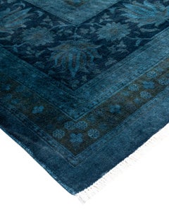 Contemporary Overdyed Hand Knotted Wool Gray Area Rug