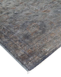 Contemporary Overdyed Hand Knotted Wool Gray Area Rug
