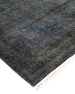 Contemporary Overdyed Hand Knotted Wool Gray Area Rug